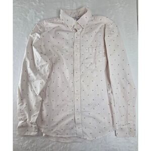 Old Navy Slim Fit Built-In Flex Mens Button Down Shirt Pink Pattern Medium